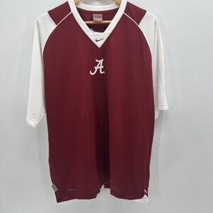 Alabama Nike Team Short Sleeve Center Swoop Dri Fit Crimson Shirt L Vintage VTG